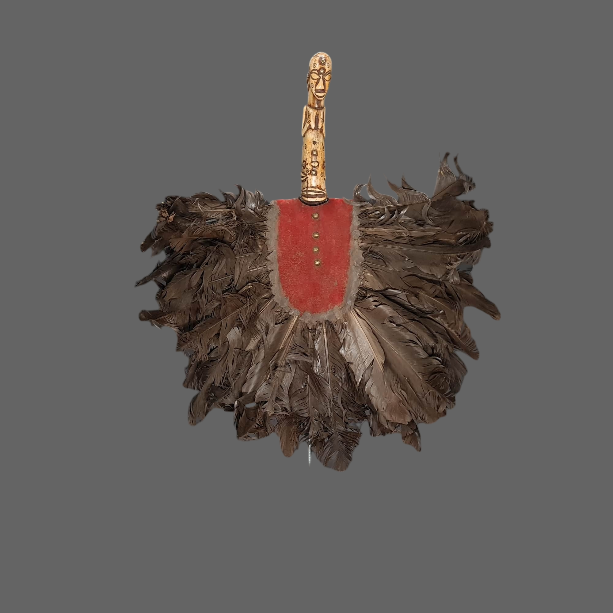 Tikar Hand Fan Cameroon bone and feather